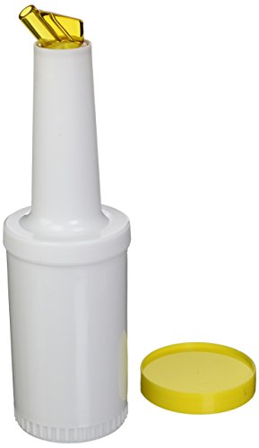 Winco 1qt Liquor/Juice Pour Bottle, Yellow Spout & Lid