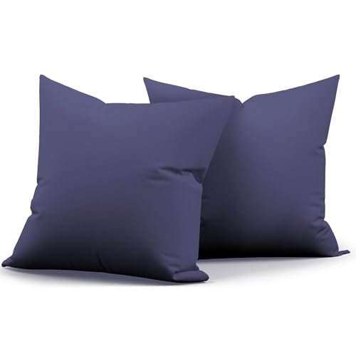 Metliv Premium 18x18 Inch Outdoor Throw Pillows 2 PCS – Waterproof Inner Lining, All-Weather Decorative Square Pillows for Patio Porch Garden, Navy