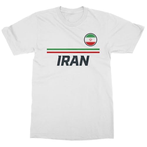 Tutiinca Iran Soccer Fans Nation Pride Supporters Unisex T-Shirt (White, Medium)