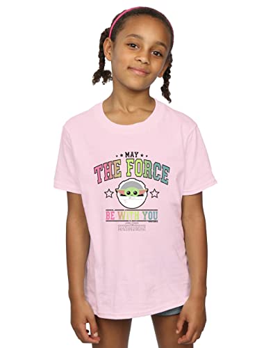 Image of Star Wars Girls The Mandalorian The Force Collegiate T-Shirt Baby Pink 7-8 Years