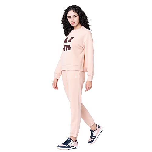 Image of Mode By Red Tape Women's Light Peach Typography Sweatshirt