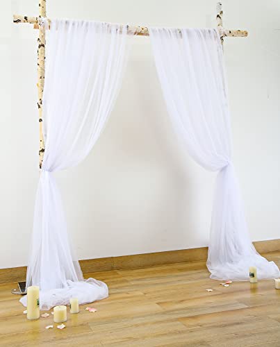 White Tulle Backdrop Curtain For Parties Wedding 10Ft X 8Ft Sheer Backdrop Curtains For Birthday Party Baby Shower Photos Backdrop Drape Decorations 2 Panels 5Ft X 8Ft #TOP6