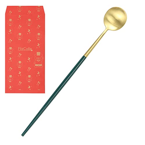 【フラコレ モダン】北欧 カトラリー ロングスプーン マドラー おしゃれ 【オリジナルパッケージ】 スプーン カラー全16色 ゴールドグリーン