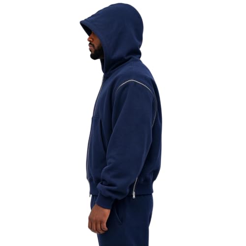 Oversized Hoodie Men Zip Up Sweatshirt Light Fleece Jackets Fall Outfits - image 5
