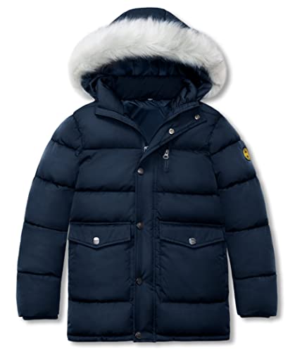 Maoo Garden Boys Winter Coat Kids Puffer Fake-Down Heavyweight Jackets Water Resistant Fur Hood Parka Navy 5-6Y #TOP19