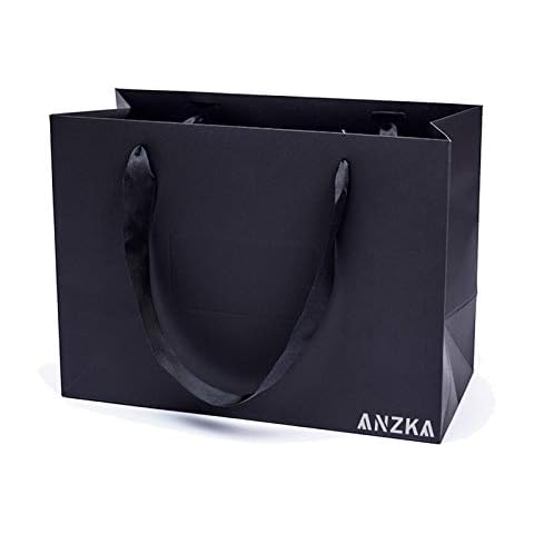 ANZKA 20pcs Clothing Store Handbags High-End Paper Bags 11.81x9.05x5.51 Inch Packaging Clothes Gifts Black Carton Pockets Simple High-End Strong(30x23x14cm) Cover