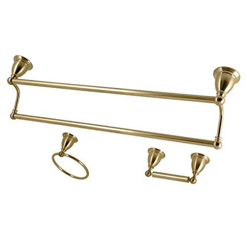 Kingston Brass BAK175348BB Heritage 3-Piece 24-Inch Dual Towel Bar Bathroom Accessory Set in Brushed Brass