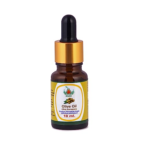 Image of KUNJ Olive Oil (Olea europaea) 10ML - 100% Pure & Natural, Cold Pressed, Undiluted - Therapeutic Grade Carrier Oil for Skin Care, Hair Nourishment, Massage & Hydration
