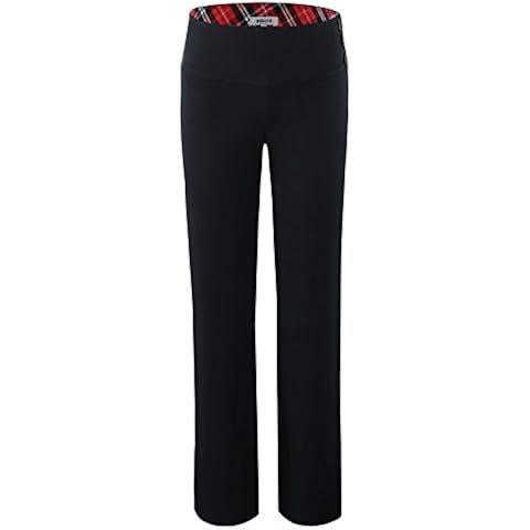 Bienzoe Girls School Uniform Pant: Kids Adjustable Waist Durable Straight Leg Dress Trouser Black 10 Cover