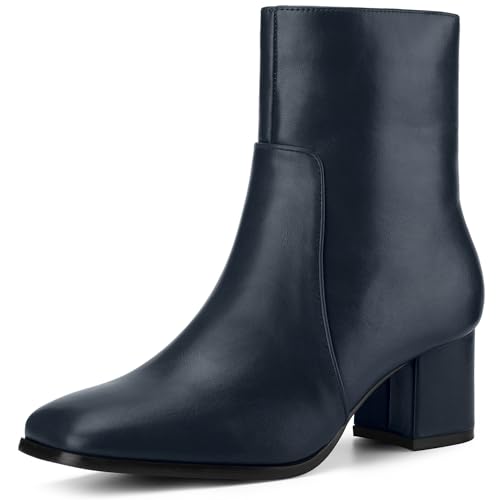 Perphy Square Toe Side Zip Chunky Heel Ankle Boots for Women