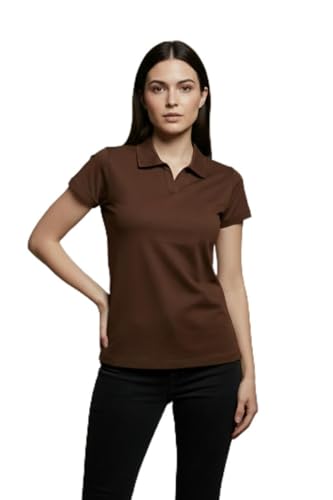 Image of BEAR THREAD Women's Plain Polo T-Shirt | Classic Collared Half Sleeve Top | Soft Breathable Lightweight Fabric | Solid Casual Summer Polo Tee