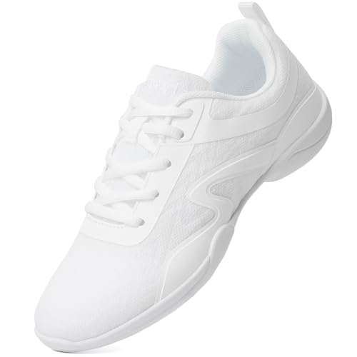 Image of Cheer Shoes for Youth Girls White Cheerleading Athletic Dance Shoes Tennis Sneakers for Competition Sport Training