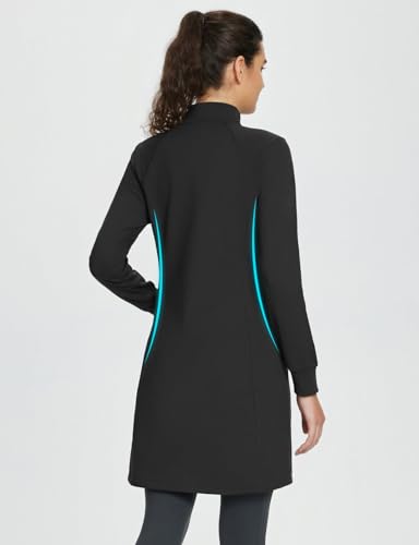 baleaf Women's Fleece Lined Dress Sweatshirt Dress Water Resistant Warm Quarter Zip Cover Up Winter Outdoor with Pocket2