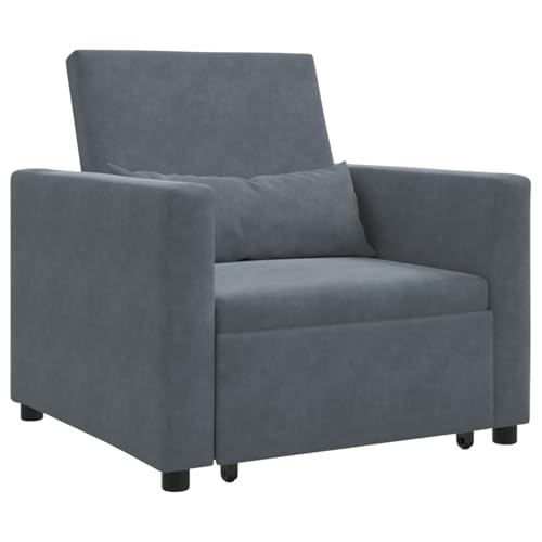 Massbinet 3-in-1 Schlafsofa Dunkelgrau Samt Relaxsessel Fernsehsessel Ruhesessel
