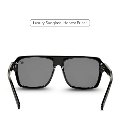 Image of MOONX Deepshift S1 UV Protected Square Sunglasses for Men & Women | Black PC Frame | Black Lens | Stylish Unisex Eyewear for Driving, Travel & Casual Outings