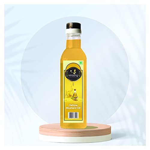 Image of Mridang Premium Cold Pressed Yellow Mustard Oil | Original Pili Sarson Ka Tel | (1 Litre) Unrefined | Good For Heart | 100% Pure And Vegetarian Oil