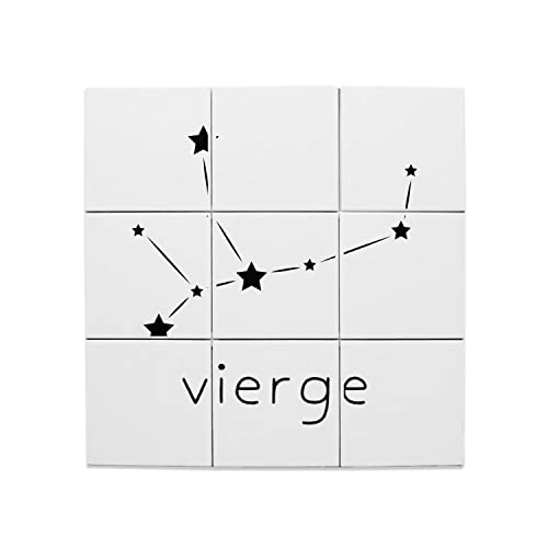 Carreaux céramique décoratifs haut de gamme, fresque astrologie Vierge motif minimaliste