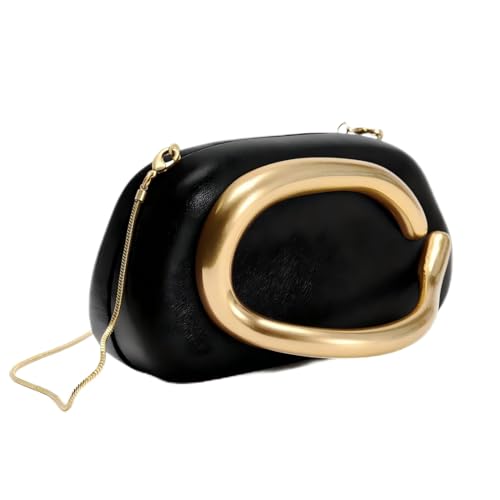 Image of Evening Acrylic Clutch Purses for Women Evening Handbags Crossbody Purse PU Leather with Gold Oval Accent