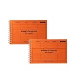 MARK'STYLE Undated Weekly Planner A6, 2-Pack – 58-Week Horizontal Pocket Size Scheduler with Monthly Overview & To-Do List for Desk, Office, or Study Use (Orange)