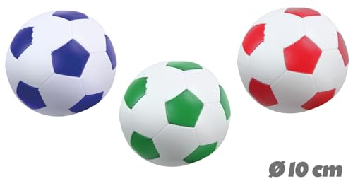 Lena 62163EC Soft-Fußbälle blau/grün/rot 10 cm - Softball Fußball aus Schaumstoff im 3er Set für Langen Ballspielspaß, Kinder Schaumstoffball Set Indoor & Outdoor
