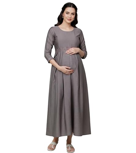 Image of DUMMY SHAPE Pregnancy Dresses for Women Cotton | Floral Anarkali Flare Kurta with Dual Nursing Zippers | Pregnancy & Breastfeeding | Feeding Kurtis | Baby Shower | Gifts for Pregnant Woman
