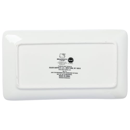 Image of Silver Buffalo Sanrio Hello Kitty Ceramic Sushi Set with Dipping Sauce Dish and Matching Chopsticks