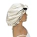 Adjustable Silk Satin Bonnet Hair Care Caps for Women Girls Loose-fitting Reversible Sleeping Cap Shower Caps Hair Wrap Bonnets (004 Black/Beige)