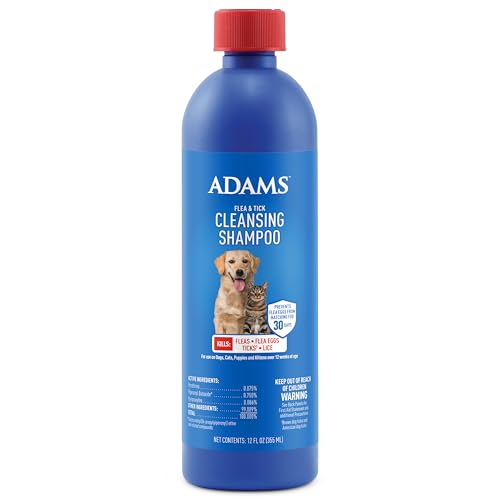 ADAMS Flea & Tick Cleansing Shampoo For Dogs, Cats, 12 oz