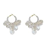 Pendientes de perlas para mujer, aretes de gota de perlas grandes, aretes de aro de perlas, aretes de tuerca de perla, aretes de novia, aretes de boda, regalos del día de la madre para mujer