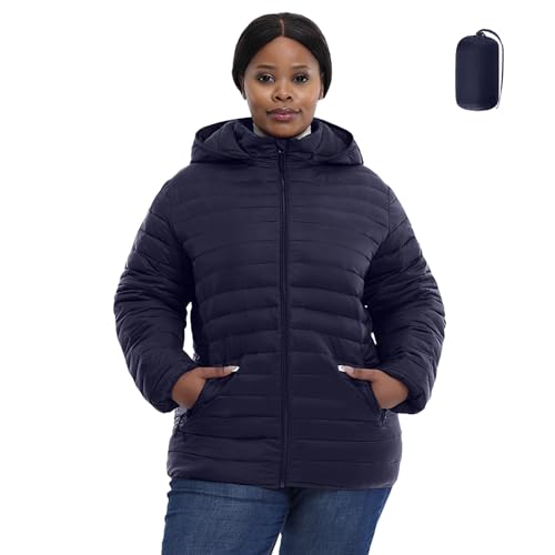 Plus Size Women's Packable Puffer Jacket 1X-6X Water-Resistant