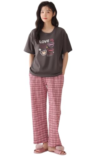 Image of GLASGO Women's Cotton Pajama Set with Top & Pants|| Korean Night Suit|| Lightweight Printed Set || Soft & Comfy Sleepwear for Girls & Women || LNS-3-$