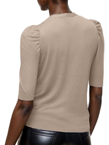 Women's V Neck Puff Sleeve Sweater Pullovers Lightweight Work Ofiice Knitted Tunic Tops4