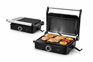 Syntrox SM1000-Toledo Kontaktgrill elektrisch 1000W – Tischgrill mit Antihaft Grillplatten – Panini Grill für Fleisch, Gemüse & Sandwich – kompakter Indoor Grill mit Temperatureinstellung