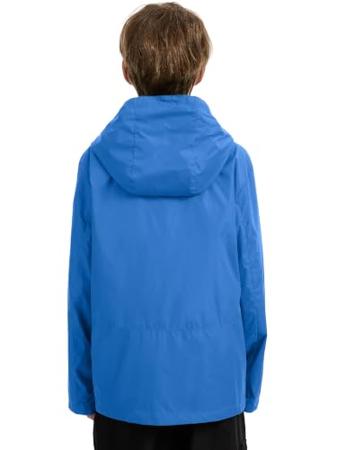 Image of UIQUR Boys Girls Rain Jacket Kids Waterproof Raincoats 5-14 Years | Hooded Lightweight Windbreakers with Zipper Pockets Cycling Camping Running School Lightweight