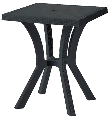 SF SAVINO FILIPPO Tavolo tavolino quadrato 60x60 cm Rigoletto simil Rattan nero antracite in dura resina di plastica per bar ristorante casa giardino balcone