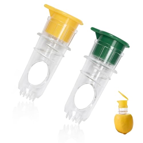 Presse-Agrumes Manuel - 2 Pièces Presse Citron avec Verseur Intégré - Compact (Jaune/Vert) Presse Citron Manuel pour Orange, Citron, Clémentine