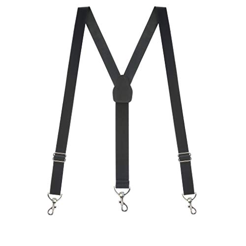 SuspenderStore Men's Plain Leather Trigger Snap Suspenders - BLACK SuspenderStore Men's Plain Leather Trigger Snap Suspenders - BLACK