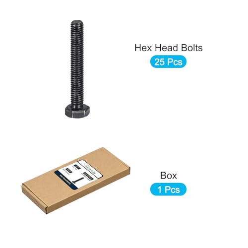 Image of METALLIXITY Hex Bolts (M6-1x35mm) 25Pcs, 8.8 Grade Carbon Steel Fully Threaded Black Oxide, Coarse Thread UNC Hex Head Screw Bolt - for Furniture Repair