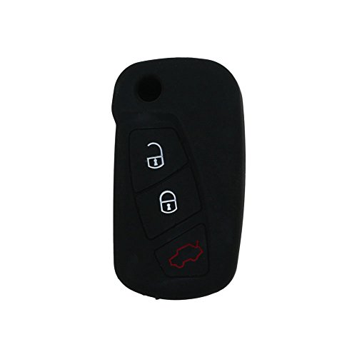 BROVACS Silicone Cover Protector Case Holder Skin Jacket Compatible with FORD 3 Button Flip Remote Key Fob CV9700 Black