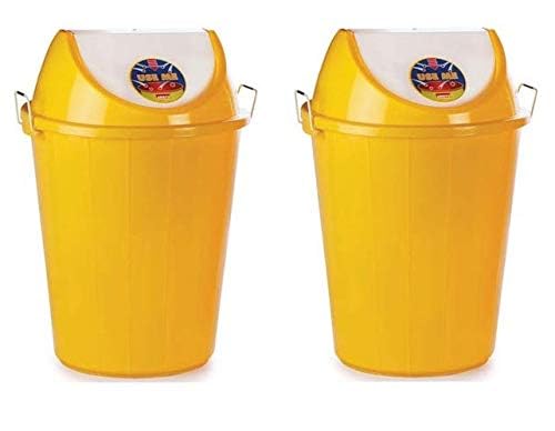 ARISTO Swing Lid Garbage Waste Dustbin with Metal Side Handle 60 ltr YELLOW/YELLOW (COMBO)