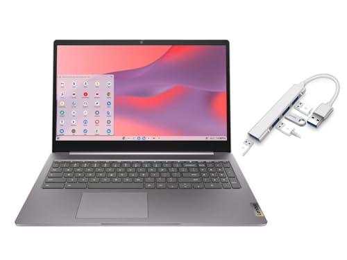 Lenovo IdeaPad 3i Chromebook 39.6 cm FHD 1920 x 1080 Display | Intel Celeron N4500 1.1GHz | Intel UHD Graphics | Câmera | Cinza | 4GB RAM | 64GB SSD | Chrome OS | Pacote com hub USB 3.0