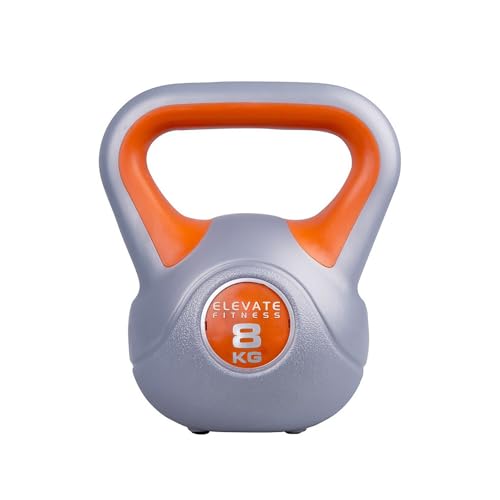 Elevate Fitness Cement Kettlebell 2 kg Grey and Pink Comfortable Grip for Core Training (8KG)