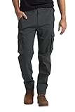 westAce Men's Cargo Work Trousers Casual Stretch Cotton Heavy Duty Relaxed Fit Durable Safety Multi Pockets Construction Work Hiking Combat Work Utility Cargo Pants 32W-44W (Dark Grey, 34W / 32L)