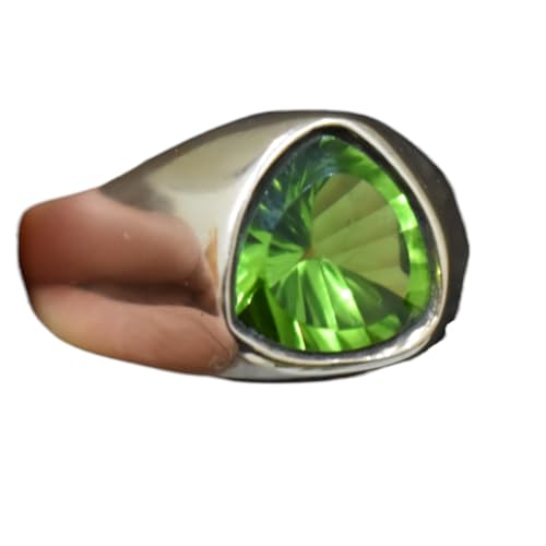 Concave Cut Peridot Ring, 925 Sterling Silver, Signet Men Ring, Handmade Jewelry, Green Peridot Gemstone, Gift Ring