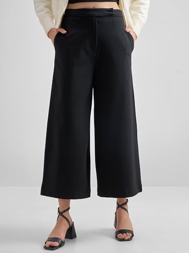 Image of Tokyo Talkies Wide Leg Relaxed fit Cullotes |Ultra Soft, Elasticated, High Waist, Wrinkle Free Trousers |All Day Wear