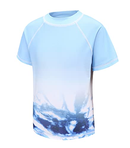 Chaleco de manga corta para niñas, traje de baño de secado rápido, para niñas, traje de baño de 5 a 16 años, azul claro, 9-10 Años Cover