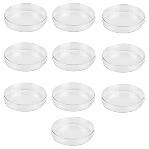 10 Pcs Plastic Petri Dish, Sterile Bacterial Culture Dish, Laboratory Plant Cell Tissue Petri Dish Accessories for Lab Supplies, School Science Equipment (Plastic-70mm-10Pcs) Cover