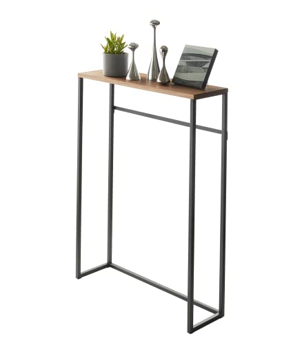 Yamazaki Fine Home Slim Console en Acier avec extrémités et Tables d'appoint, Bois, Noir, Taille Unique