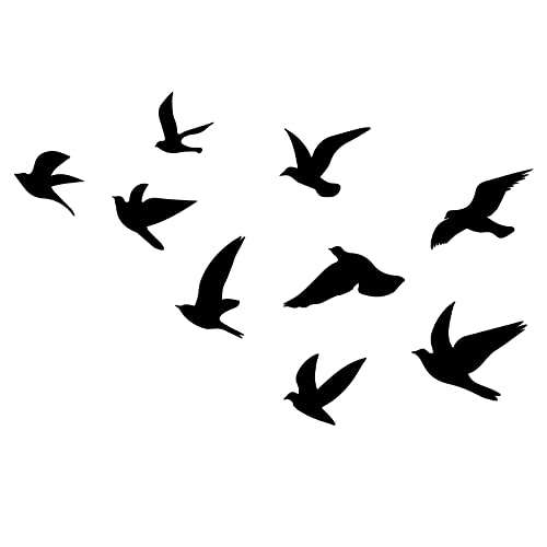 SUPERDANT 9pcs Black Birds Wall Decals Flying Bird Wall Stickers Dove of Peace Decals Stickers for Walls Vinyl Transfer Art for Living Room Bedroom Nursery Playroom Home Decoration