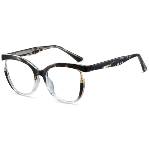 Genérico Gafas de Lectura con Montura Gruesa Ovalada para Mujer Modernas y Elegantes TR90 con Bloqueo de luz Azul para Ordenador,Tortoise 1,+1.75